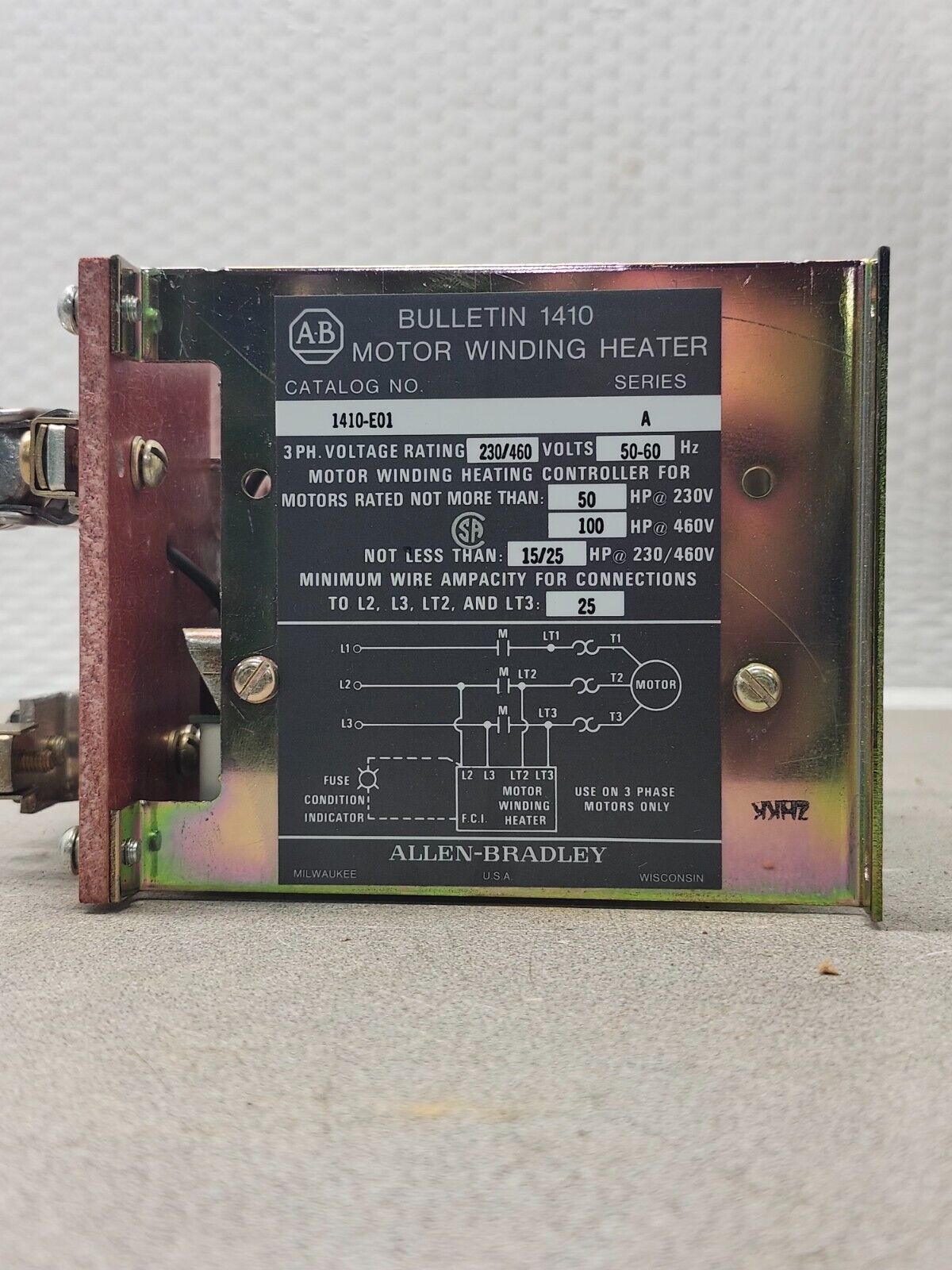 NEW SURPLUS ALLEN-BRADLEY MOTOR WINDING HEATER 1410-E01 SERIES A