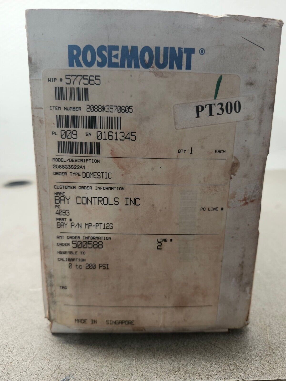 USED ROSEMOUNT SMART PRESSURE TRANSMITTER 2088G2S22A1B4E5