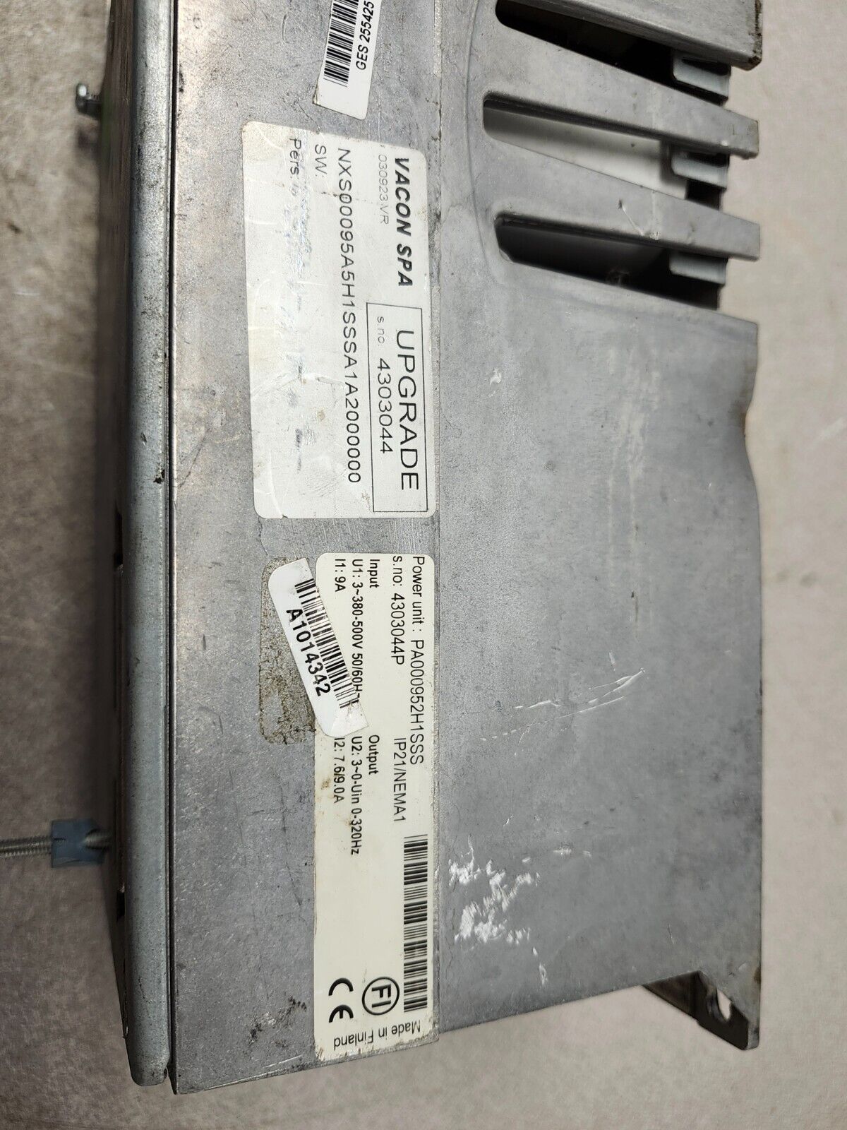 USED DANFOSS VACON VARIABLE FREQUENCY AC DRIVE 5HP 500V NXS00095A5H1SSSA1A200000