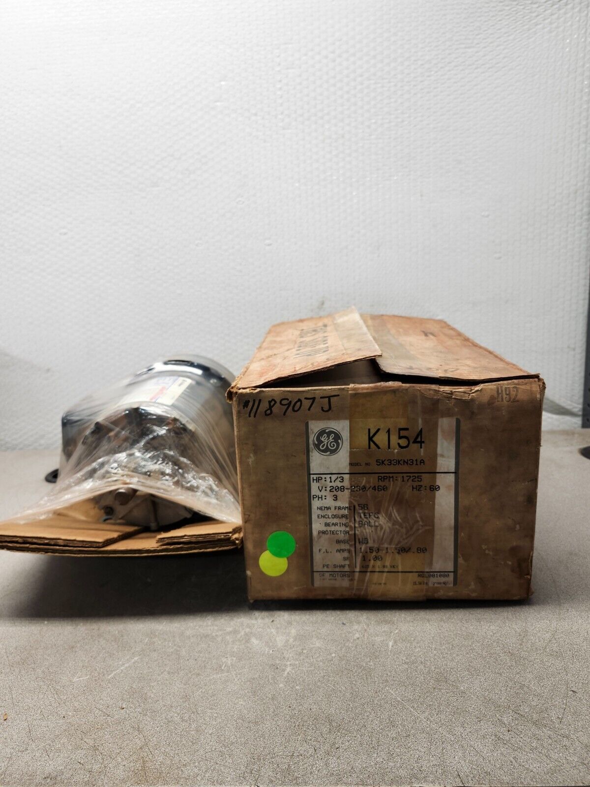 NEW IN BOX General Electric AC Motor 1/3HP 60Hz 1725RPM 208-230/460V 5K33KN31A