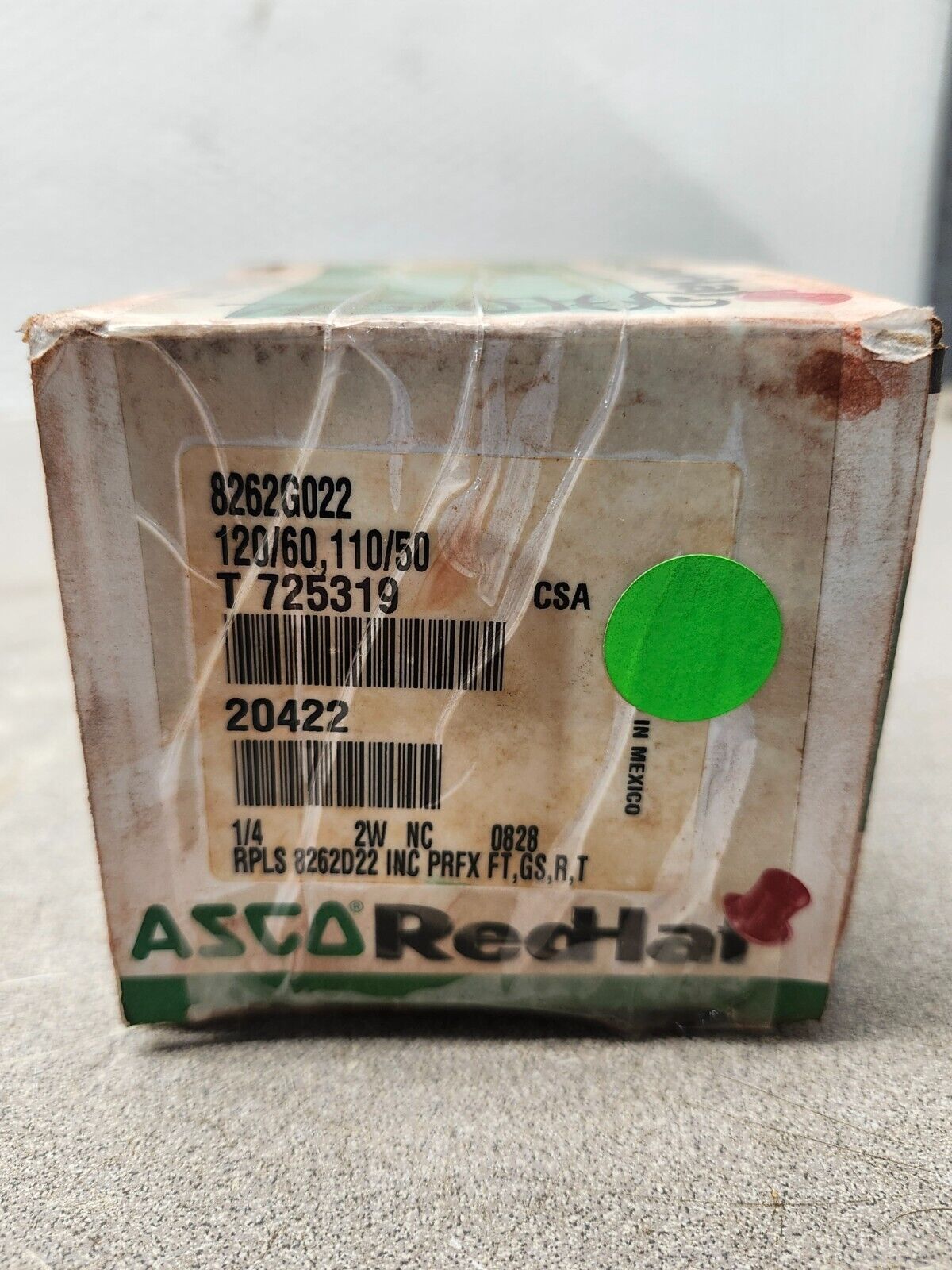 NEW IN BOX ASCO RedHat Solenoid Valve, 10.6W, 60 PSI  8262G022