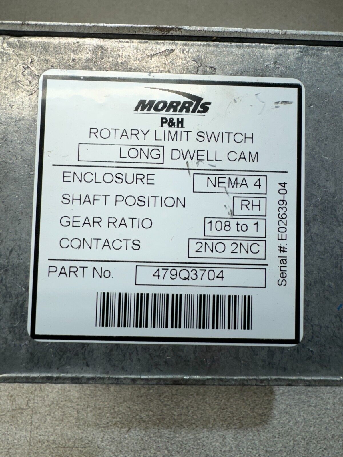 NEW NO BOX MORRIS ROTARY LIMIT SWITCH 479Q3704