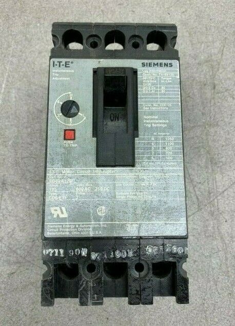 USED SIEMENS 125 AMP 3 POLE CIRCUIT INTERRUPTER ED63A125