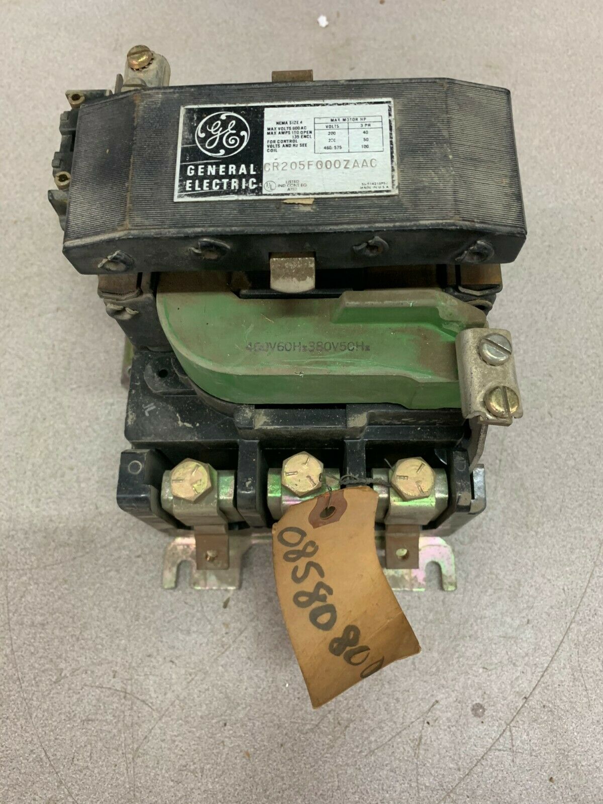 USED GENERAL ELECTRIC SIZE 4 STARTER 380-460V. COIL CR205F000ZAAC