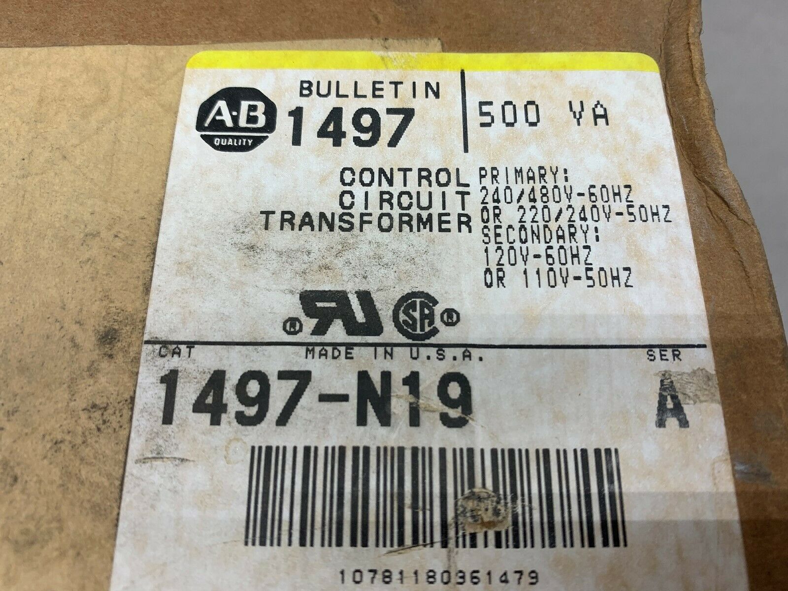 NEW IN BOX ALLEN BRADLEY TRANSFORMER 1479-N19 SERIES A