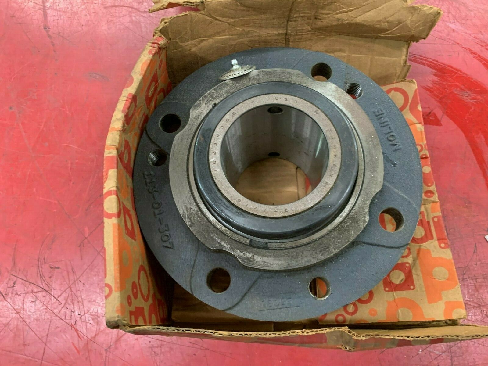 NEW IN BOX MOLINE 4-BOLT TYPE-E PILOTED FLANGE BEARING 3-7/16" BORE 113-01-307