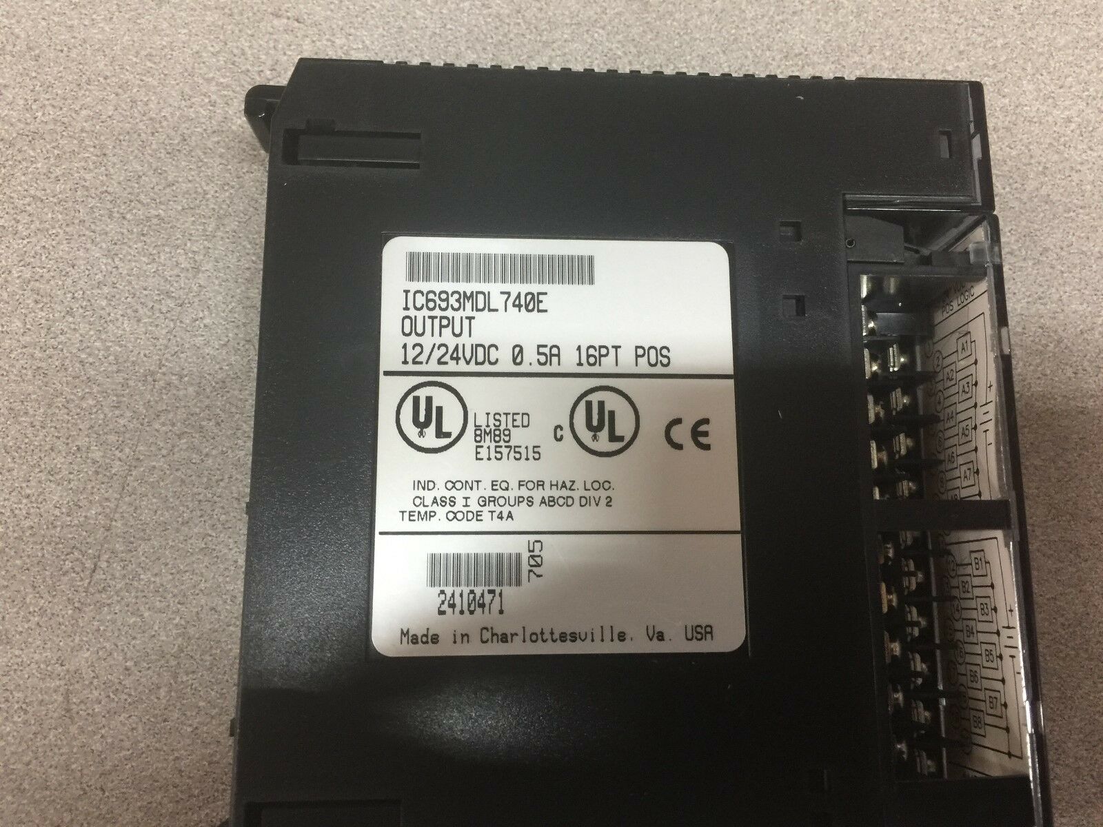 USED GE FANUC 12/24VDC .5AMP 16PT OUTPUT MODULE IC693MDL740E