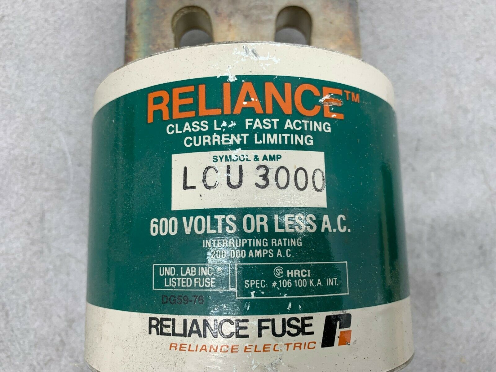 NEW NO BOX RELIANCE CLASS L 600V. CURRENT LIMITING FUSE LCU 3000