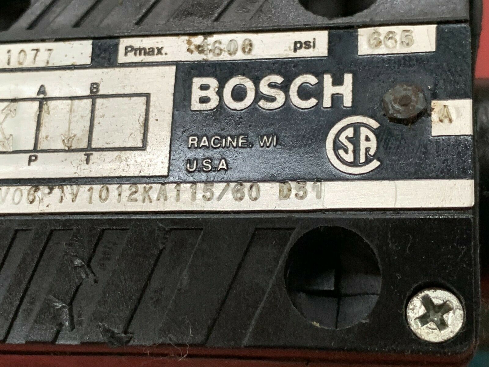 USED BOSCH VALVE 081WV06P1V1012KA115/60 D51 WITH FF1 SH MH 01 H 50