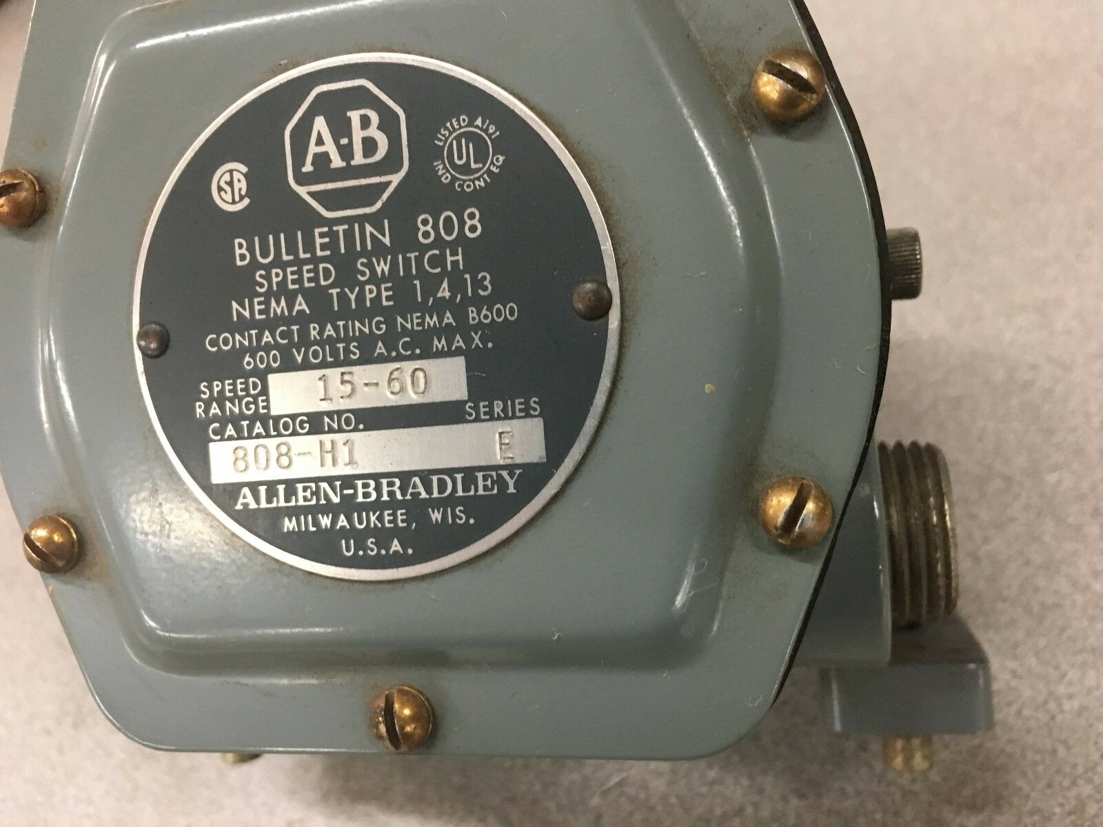 NEW NO BOX ALLEN-BRADLEY SPEED SWITCH 808-H1 SERIES E