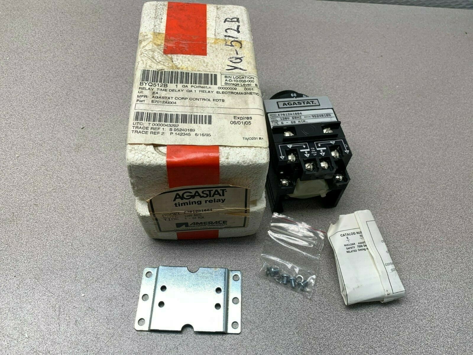 NEW AGASTAT 120V. TIMER 6-60 MINUTE TIMING RELAY E7012AI004