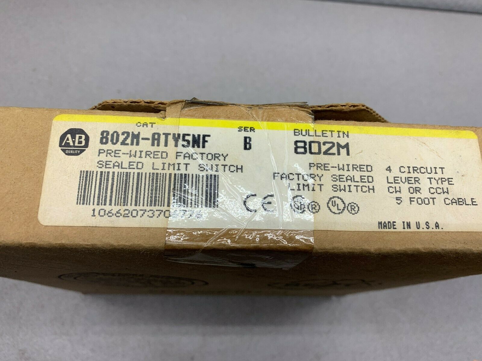 NEW IN BOX ALLEN BRADLEY PRE-WIRED FACTORY SEALED LIMIT SWITCH 802M-ATY5NF