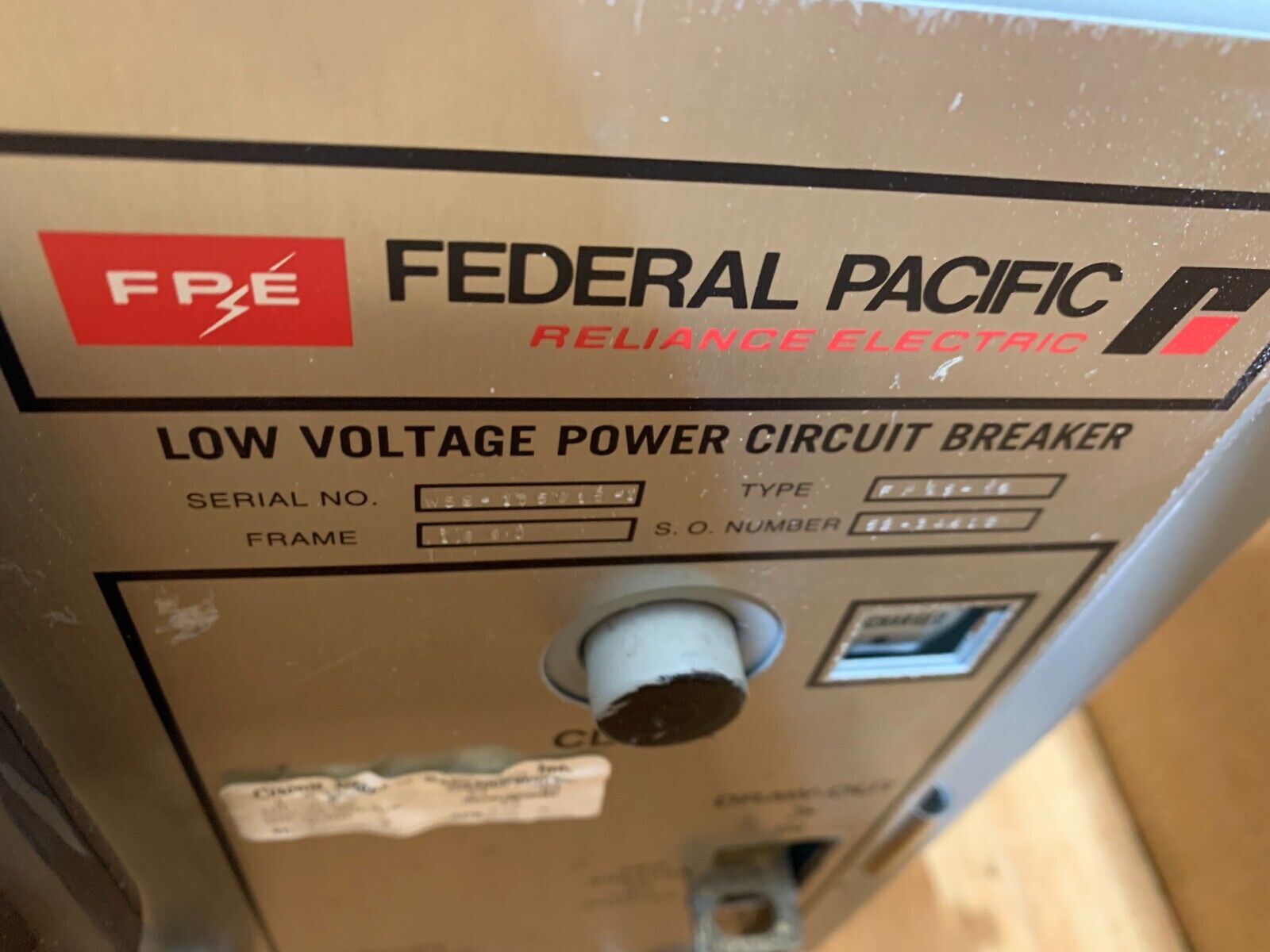 NEW FPE FEDERAL PACIFIC 1600AMP FRAME LOW VOLTAGE POWER CIRCUIT BREAKER FPS5-50