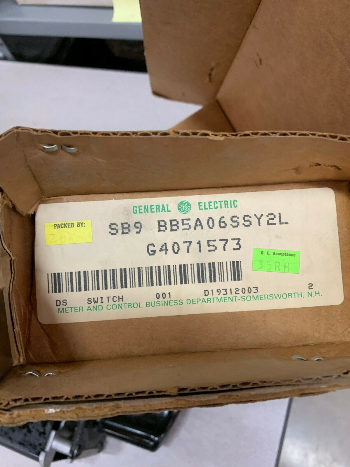 NEW IN BOX GENERAL ELECTRIC CONTROL SWITCH SB9 BB5A06SSY2L