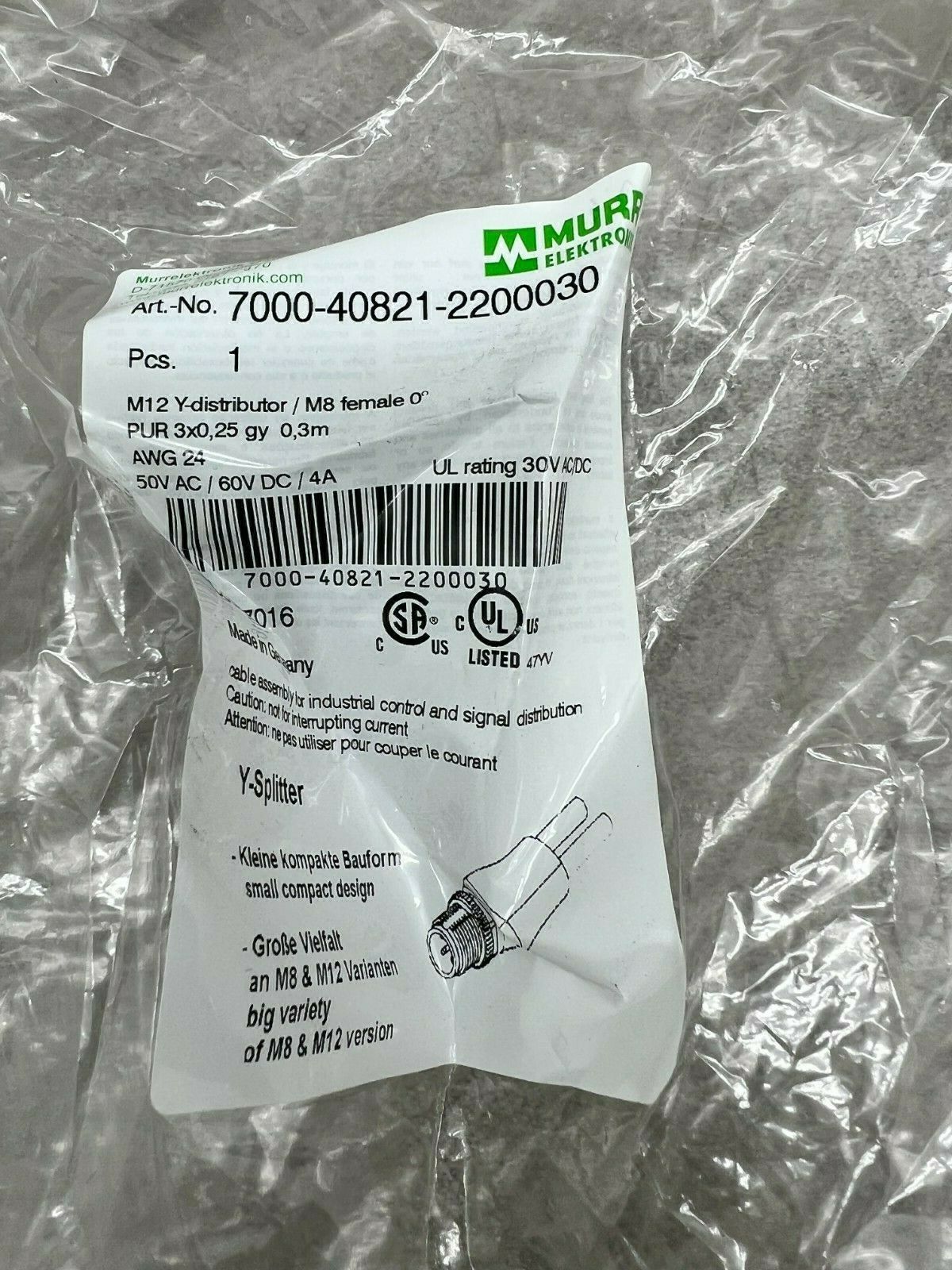 NEW IN BAG MURR M12 Y-DISTRIBUTOR 7000-40821-2200030