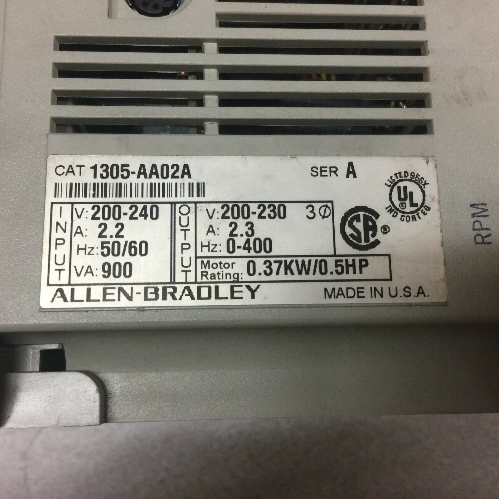 NEW NO BOX ALLEN BRADLEY 0.5HP 240V 3P DRIVE 1305-AA02A