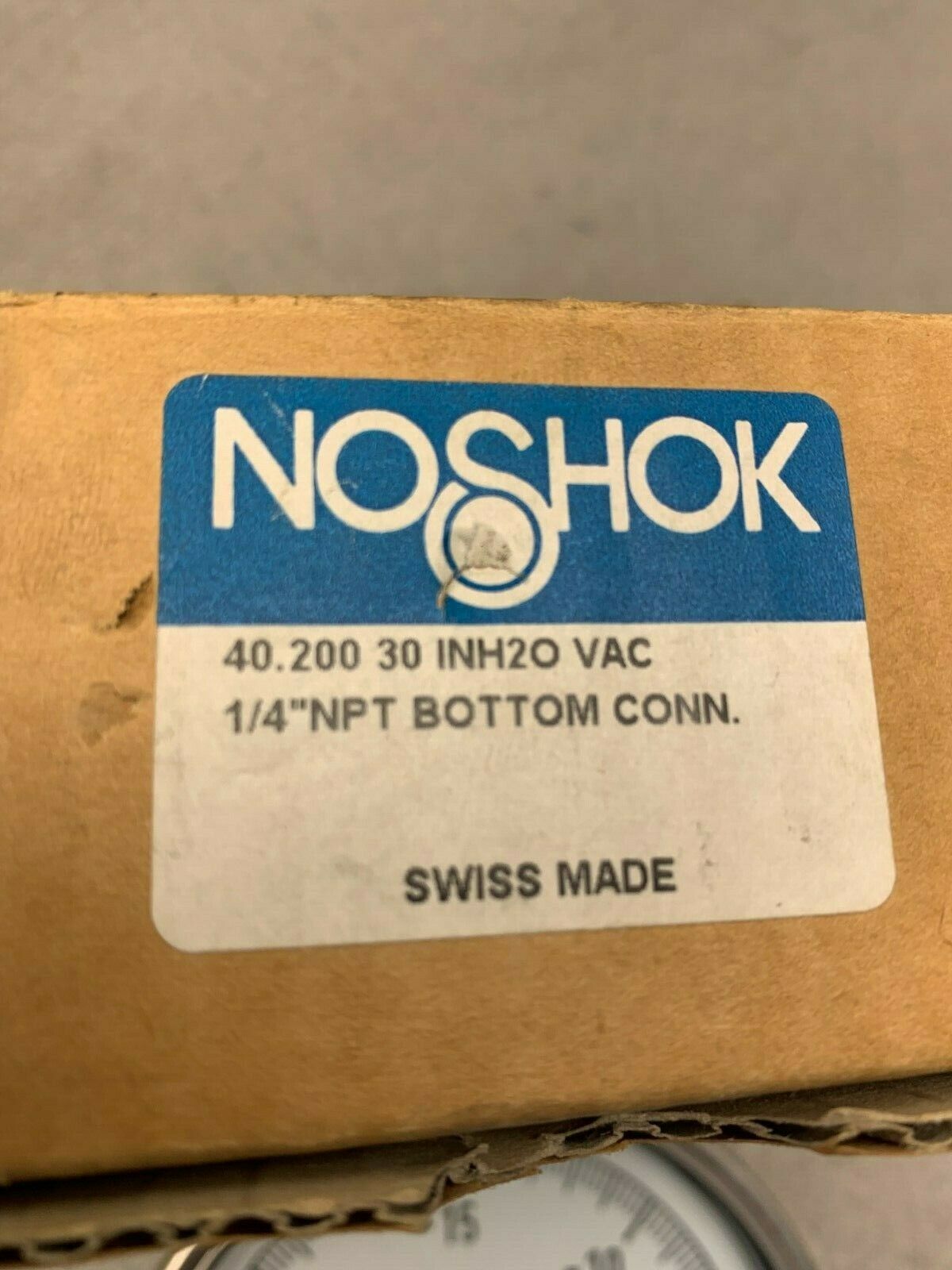 NEW IN BOX NOSHOK GAUGE 40.200 30 INH2O VAC