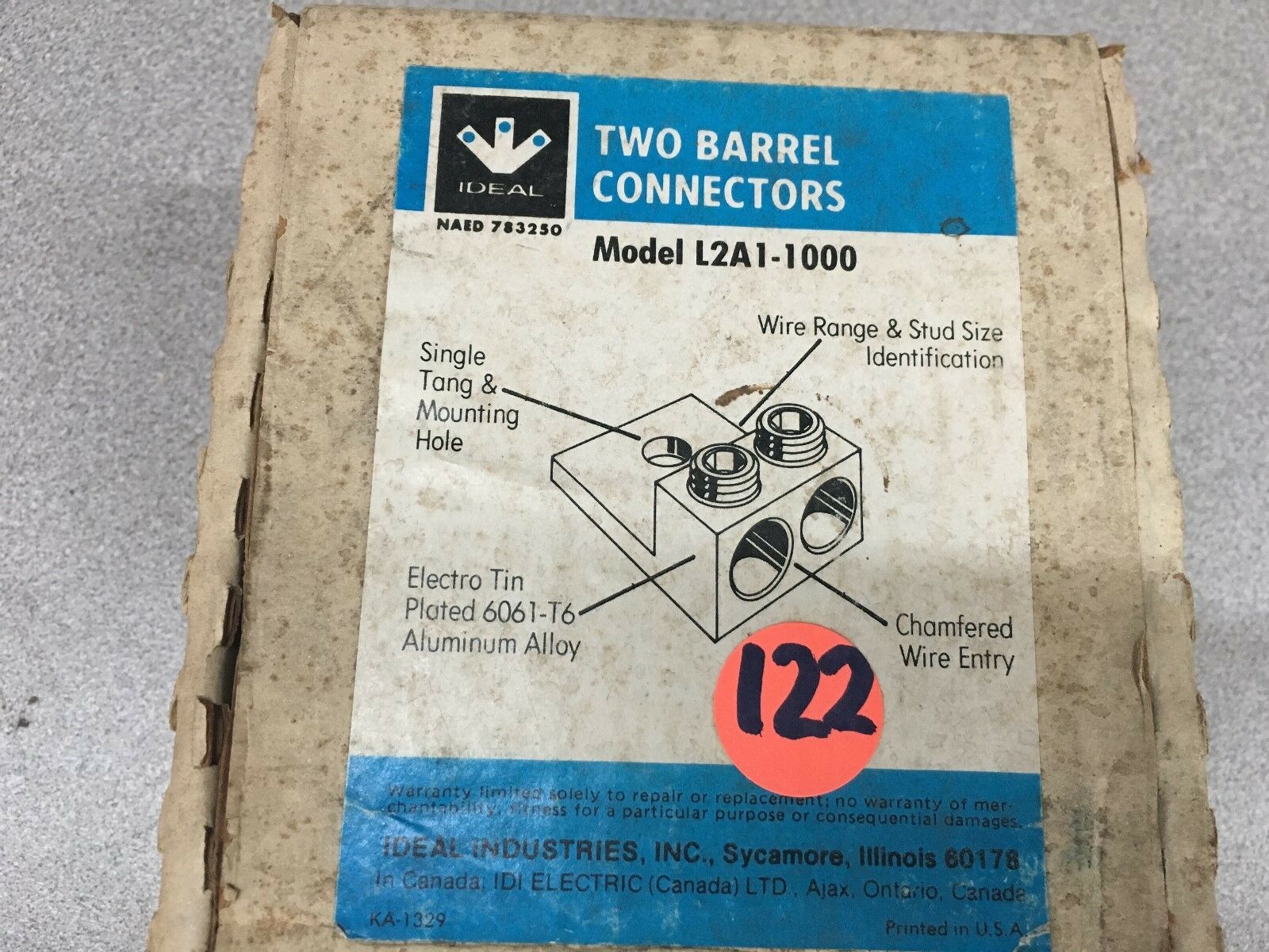 NEW BOX OF 3 IDEAL TWO BARREL CONNECTORS L2A1-1000