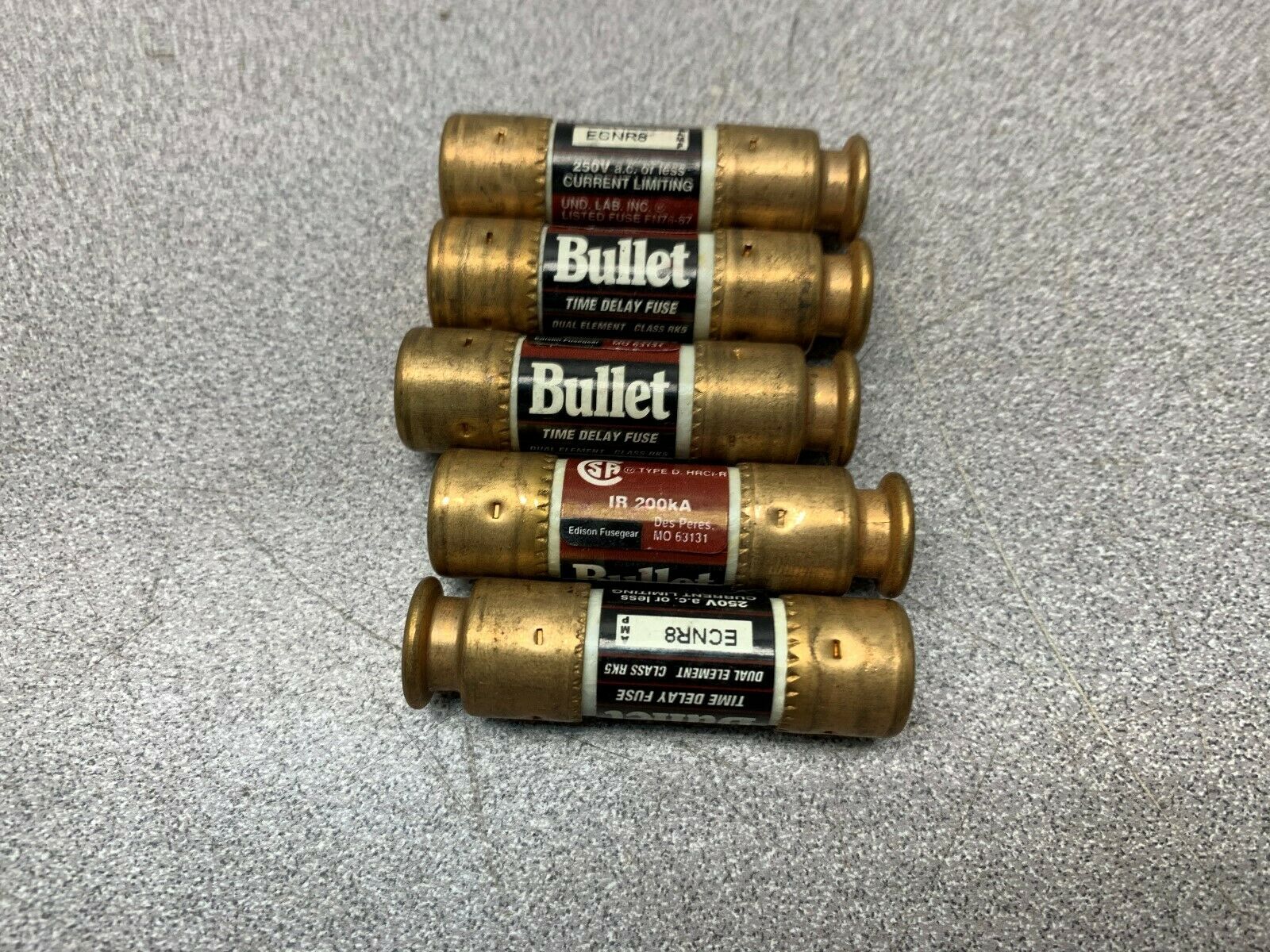 LOT OF 5 NEW NO BOX BULLET FUSE ECNR8