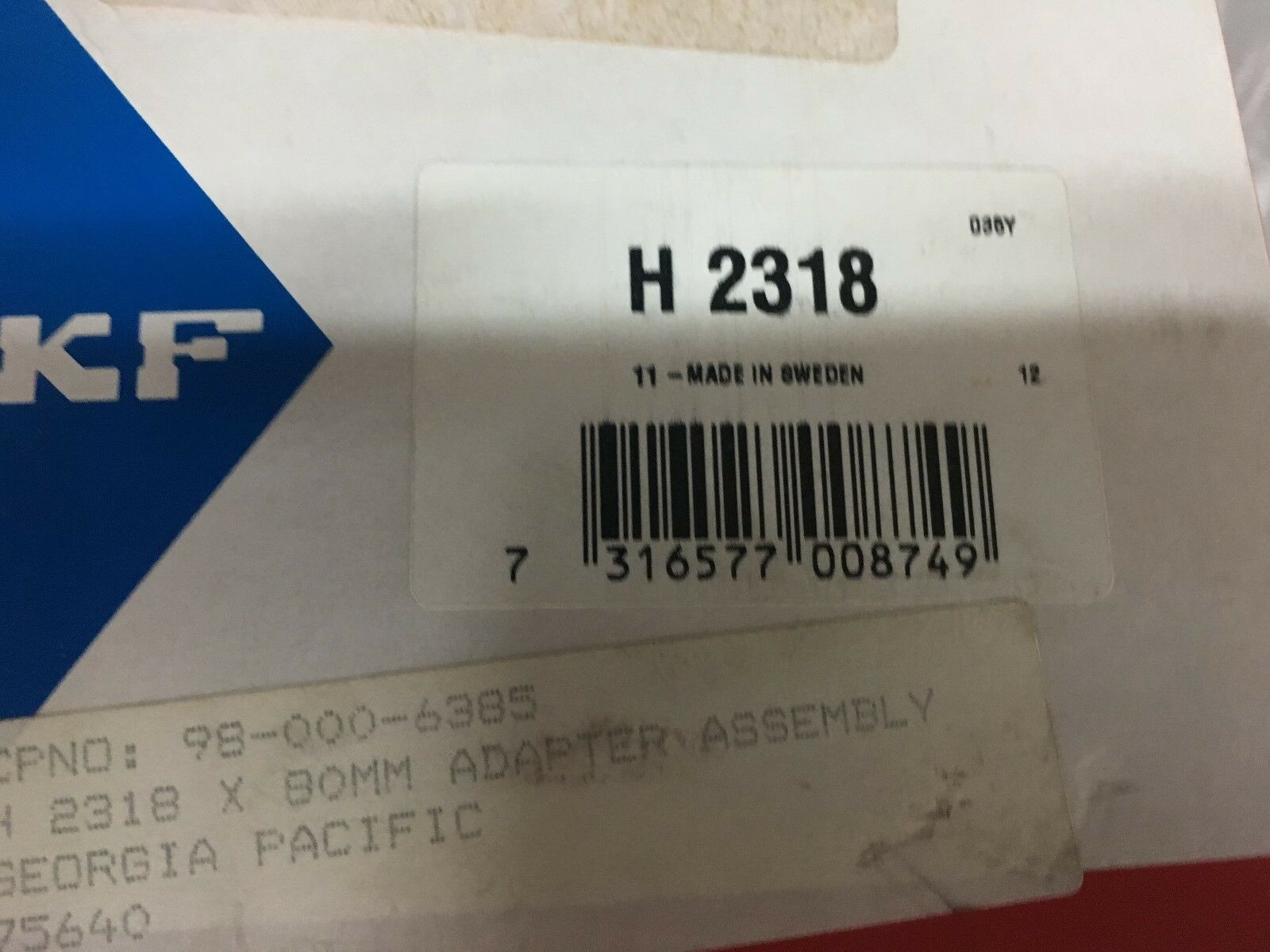 NEW IN BOX SKF ADAPTER ASSEMBLY H2318