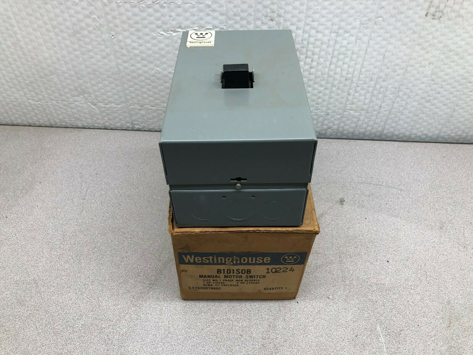 NEW IN BOX WESTINGHOUSE 1 HP 1 PH MANUAL MOTOR SWITCH B101S0B