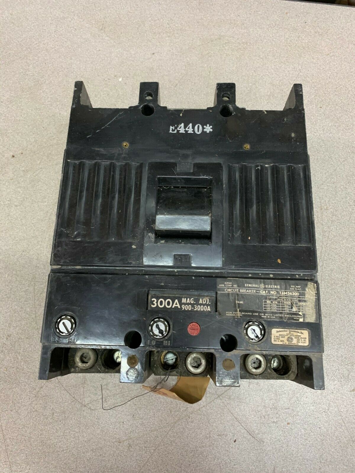 USED GENERAL ELECTRIC 3 POLE 300AMP CIRCUIT BREAKER TJJ436300