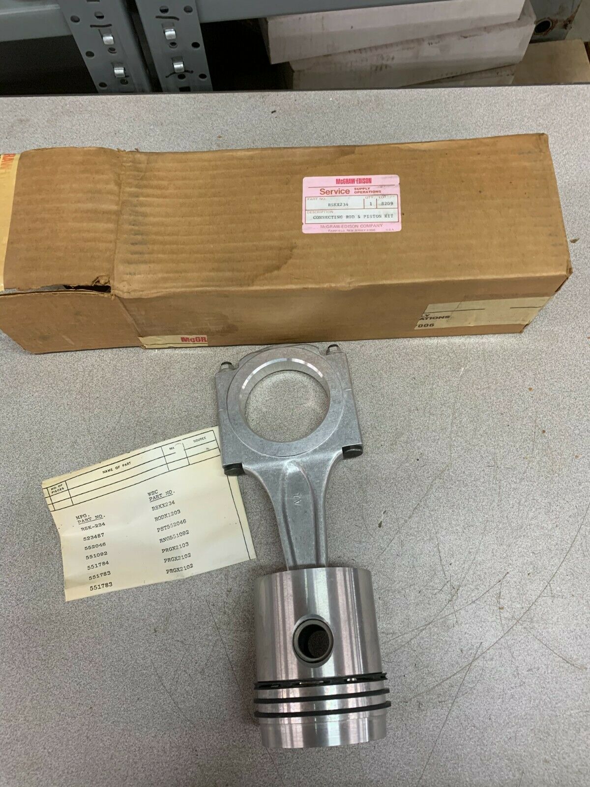 NEW MCGRAW-EDISON CONNECTING ROD & PISTON KIT RSKX234