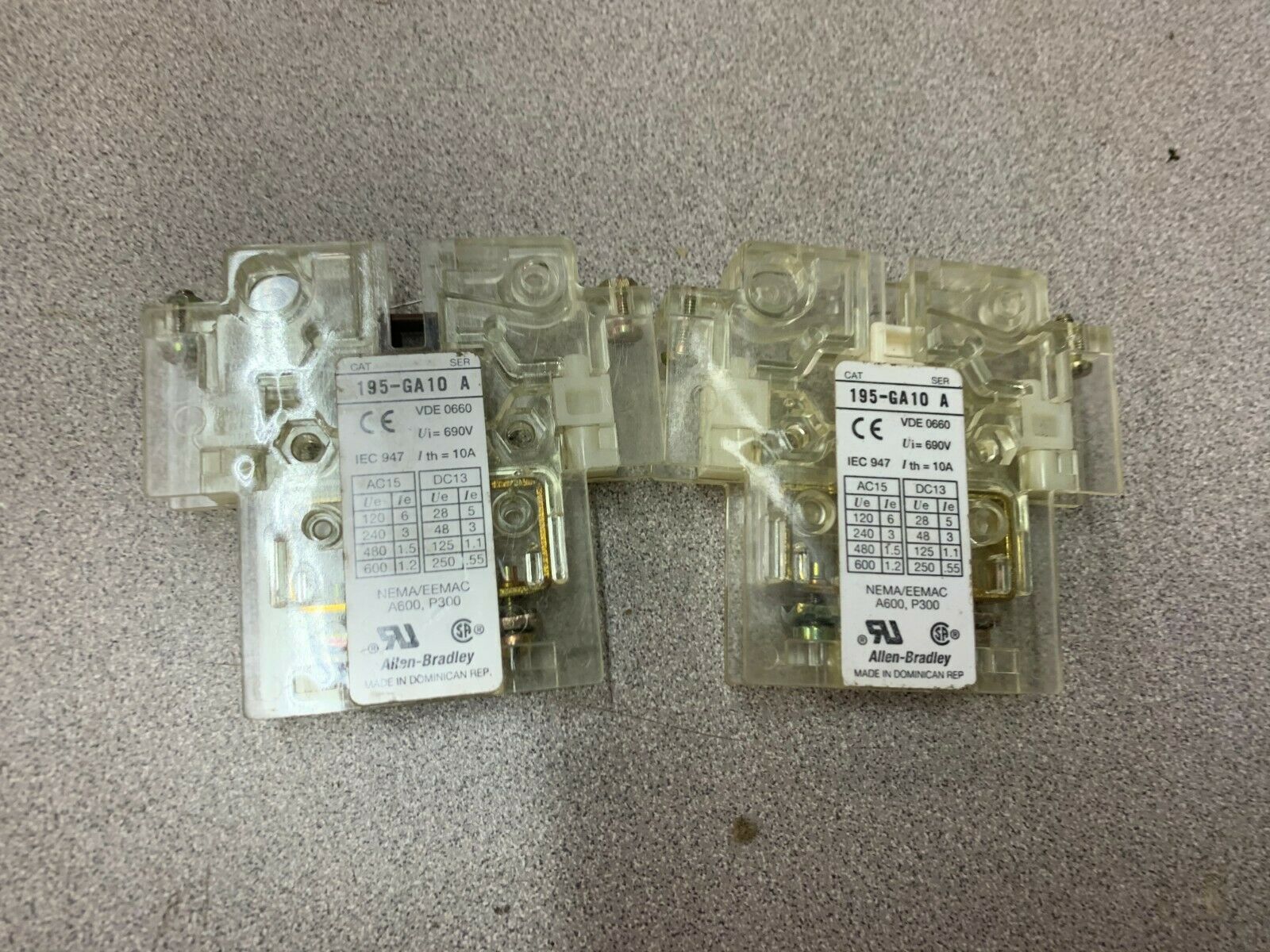 LOT OF 2 NEW NO BOX ALLEN BRADLEY CONTACT BLOCK 195-GA10