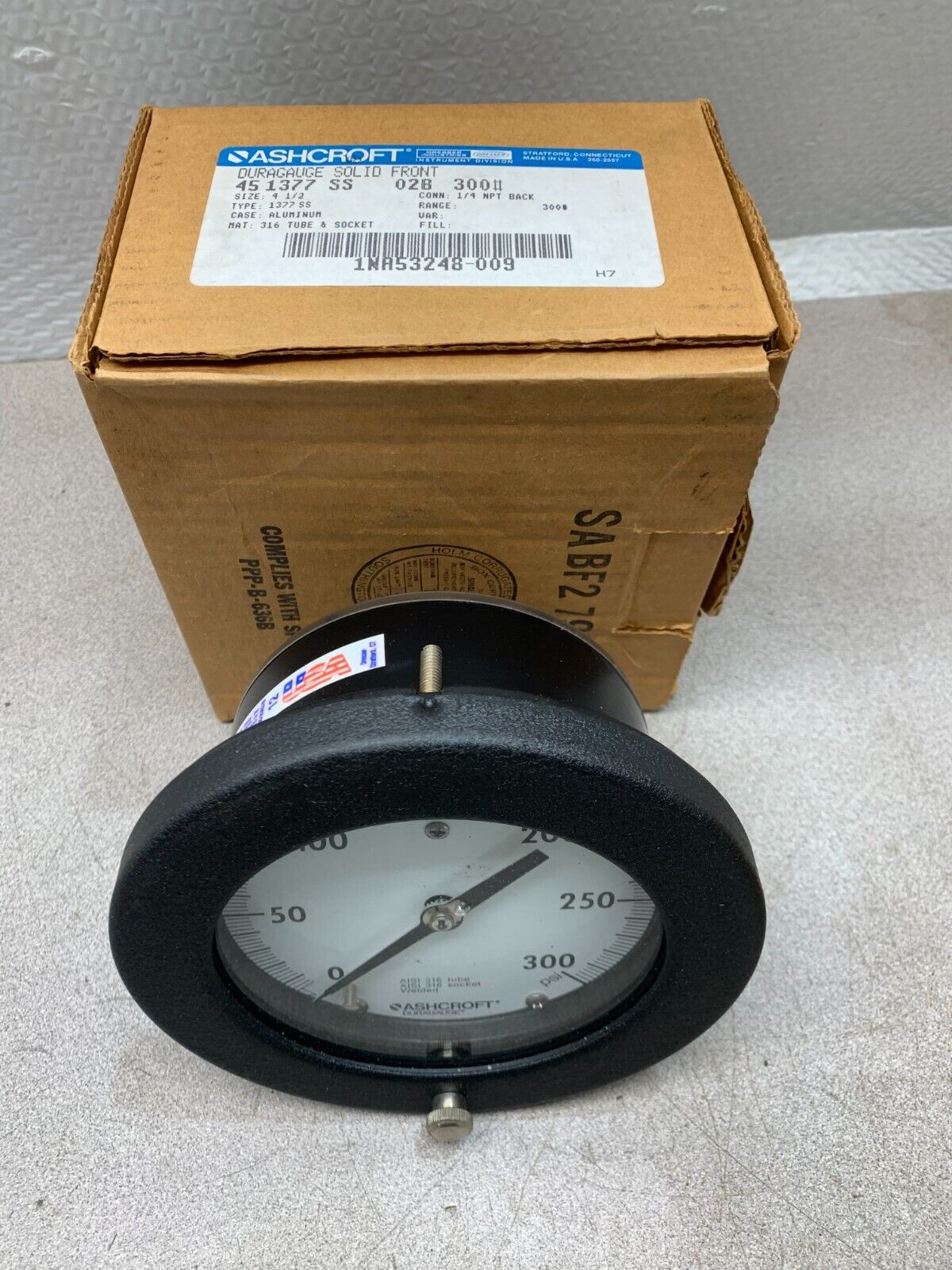 NEW Ashcroft 45-1377-SS-02B-300 Instrument Gauge 4-1/2" 451377SS02B 300#