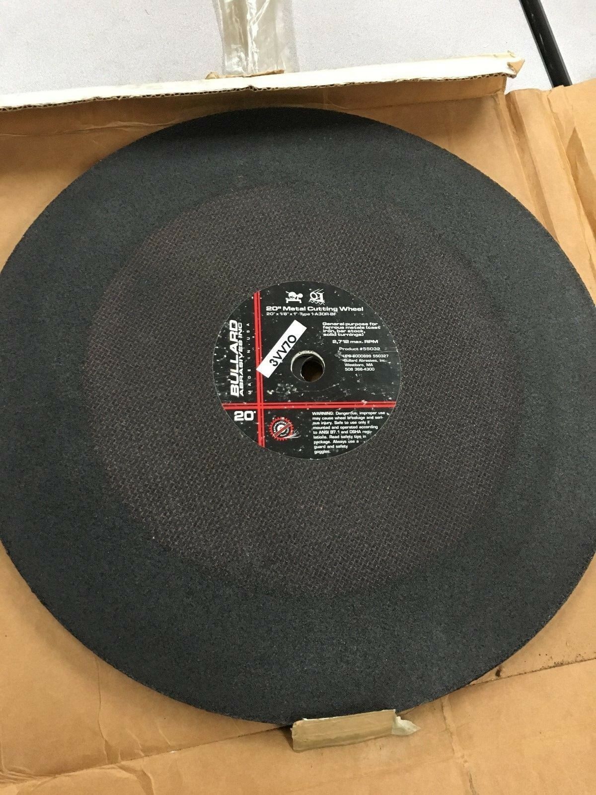 NEW BOX OF 5 BULLARD 20" X 1/8" X 1" TYPE 1-A30R-BF METAL CUTTING WHEELS 55032