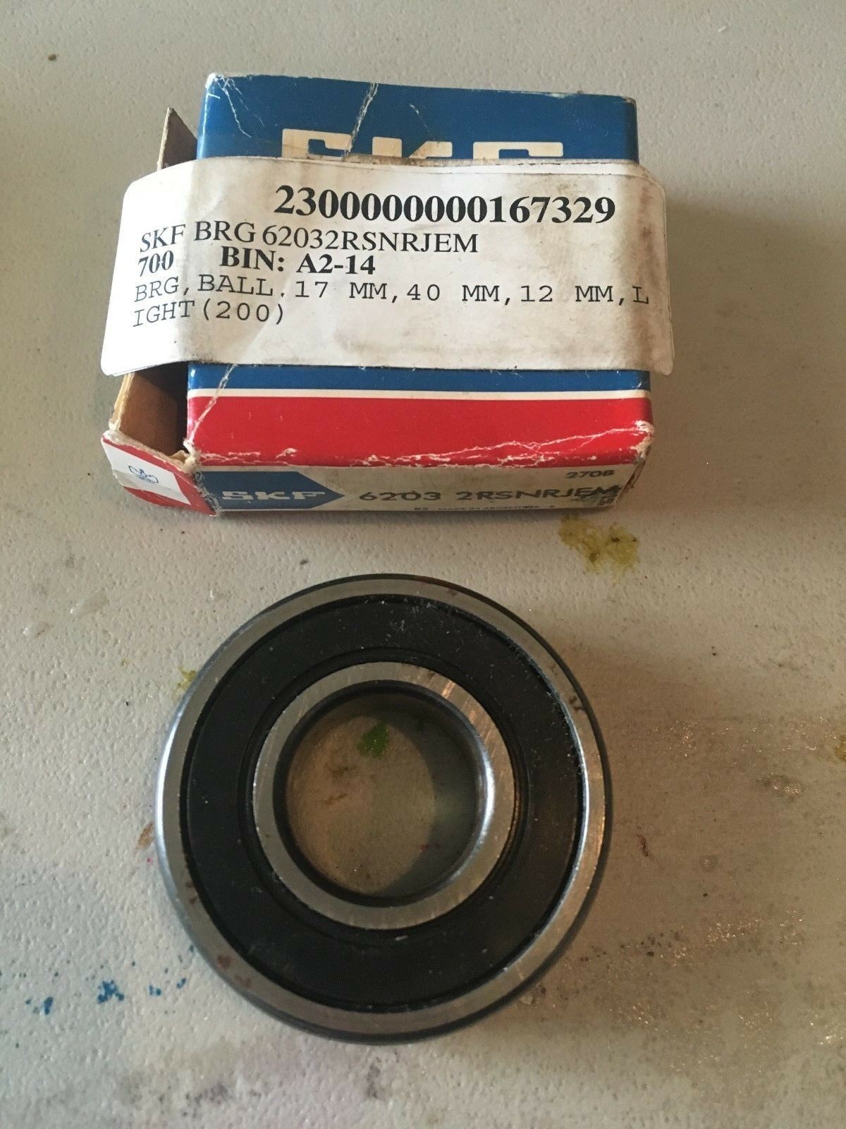 NEW IN BOX SKF BEARING 6203 2RSNRJEM