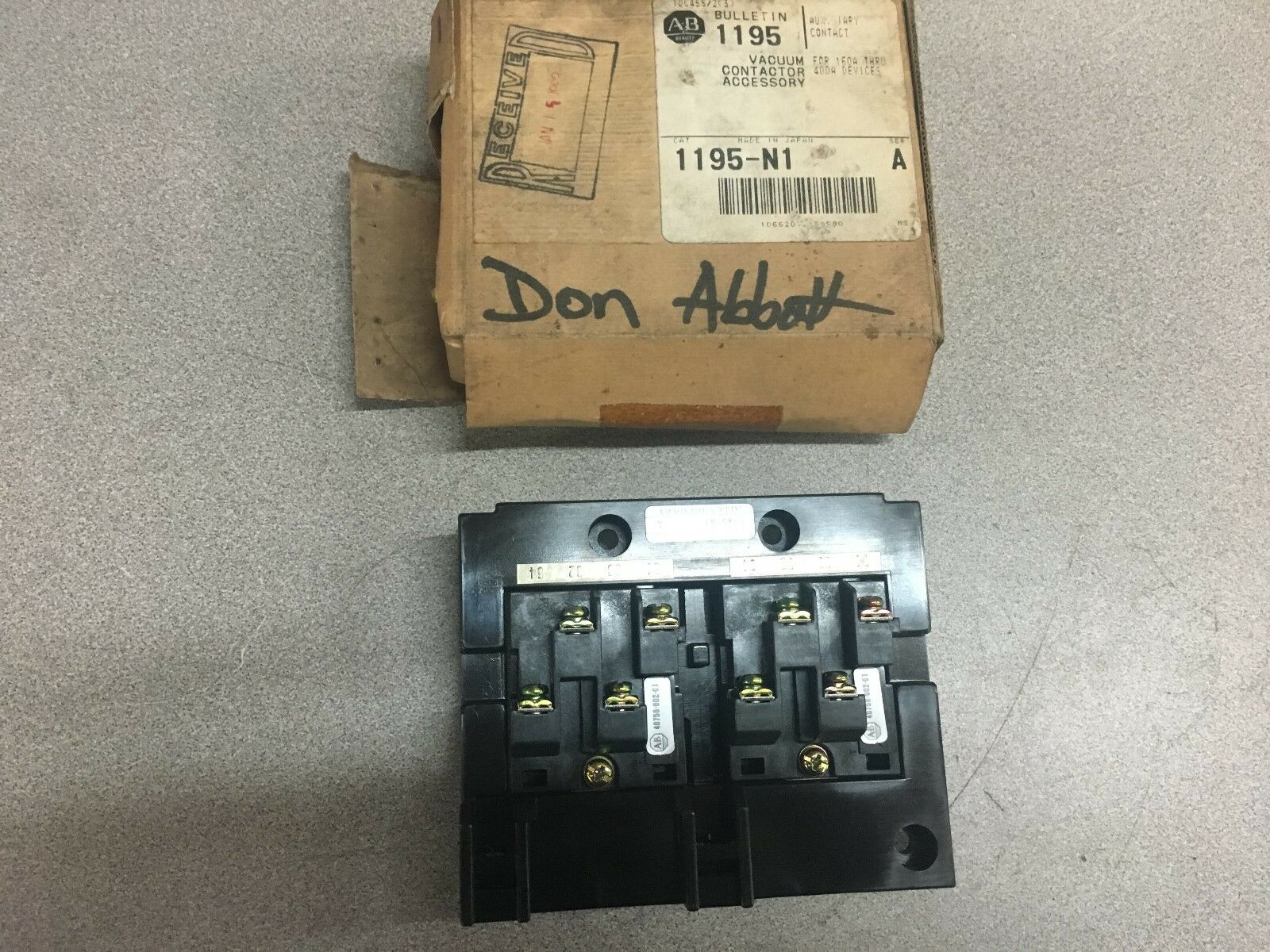 NEW IN BOX ALLEN BRADLEY VACUUM CONTACTOR ACCESSORY 1195-N1 SERIES A