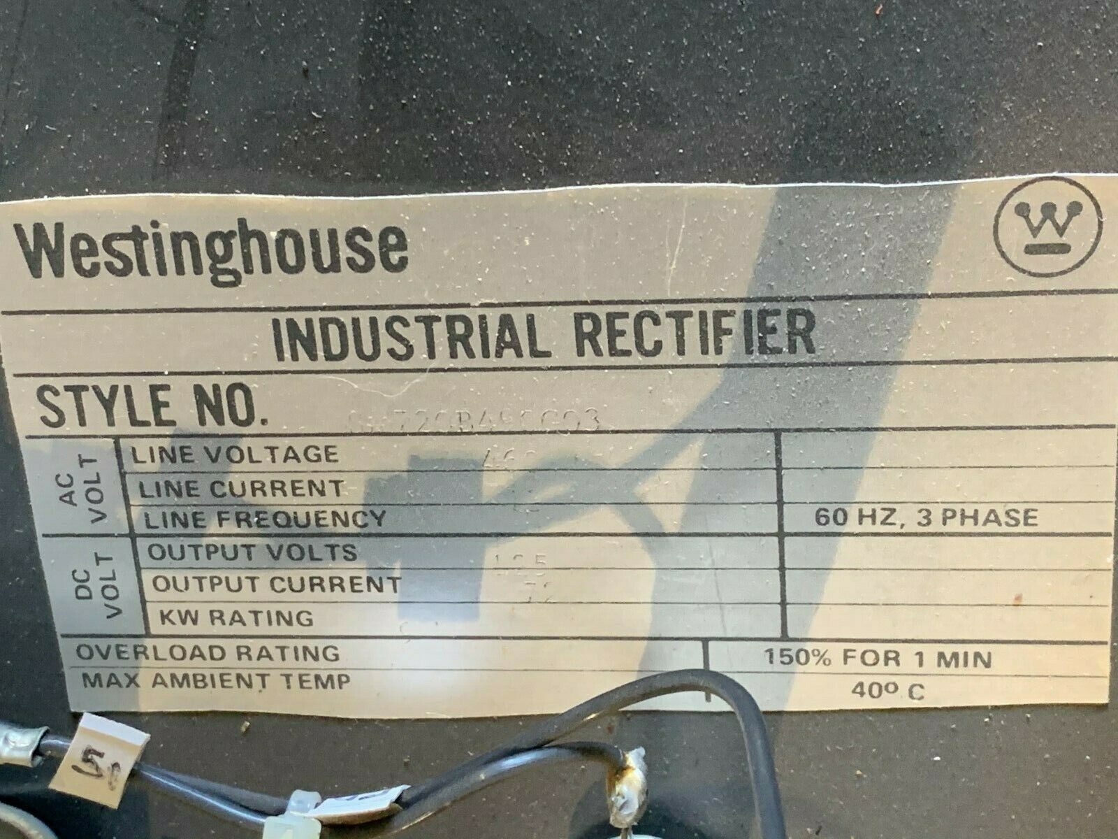 NEW NO BOX WESTINGHOUSE INDUSTRIAL RECTIFIER 720B490G03