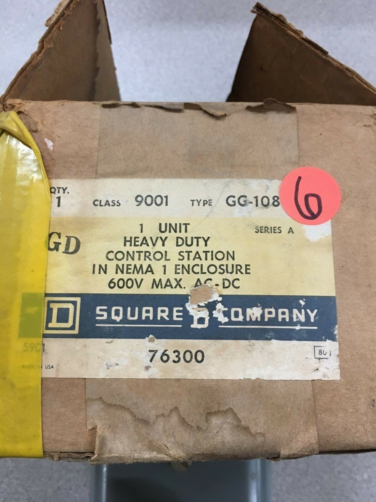 NEW IN BOX SQUARE D 1 UNIT HEAVY DUTY CONTROL STATION 9001 GG-108 SERIES A