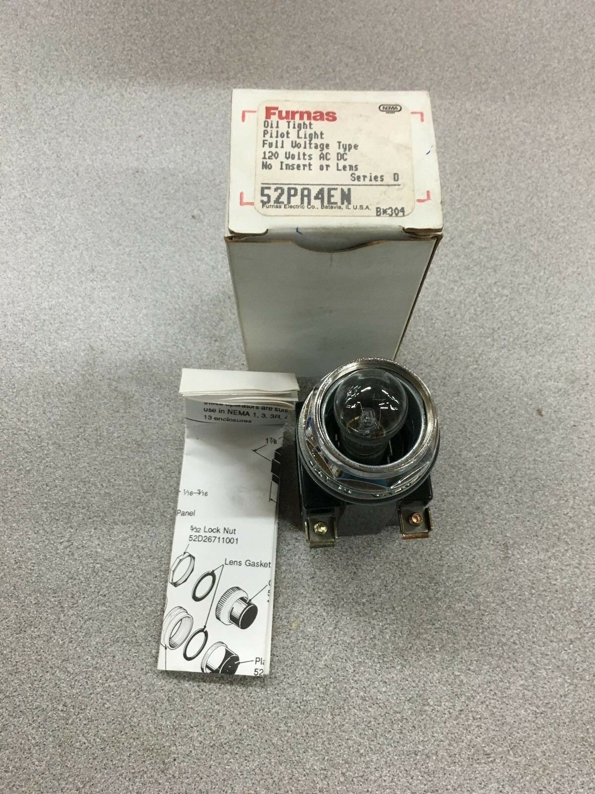 NEW IN BOX FURNAS OIL TIGHT PILOT LIGHT 52PA4EN SERIES D