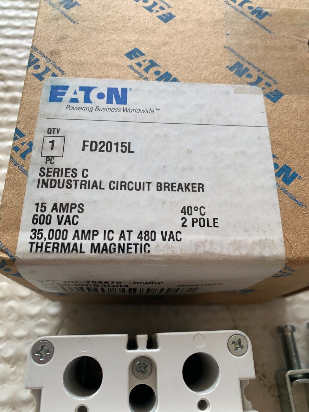 NEW IN BOX EATON CUTLER-HAMMER 2 POLE 15AMP CIRCUIT BREAKER FD2015L