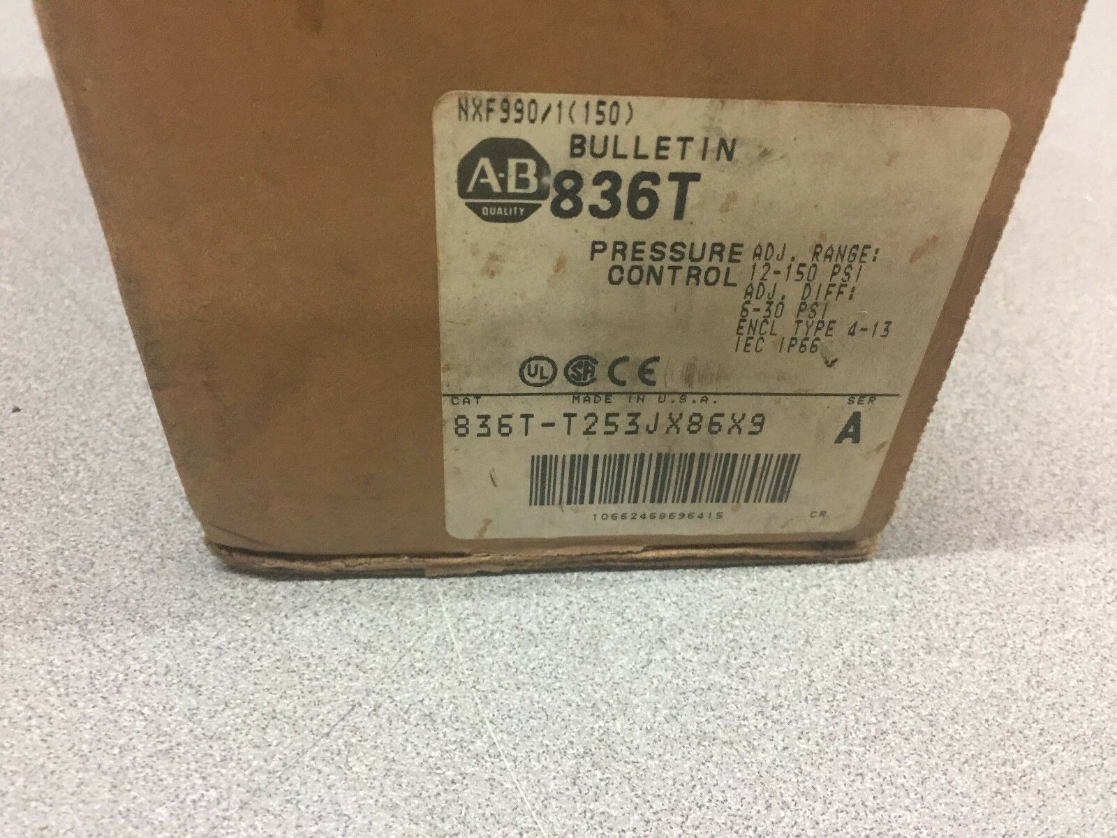 NEW IN BOX ALLEN BRADLEY PRESSURE CONTROL SWITCH 836T-T253JX86X9