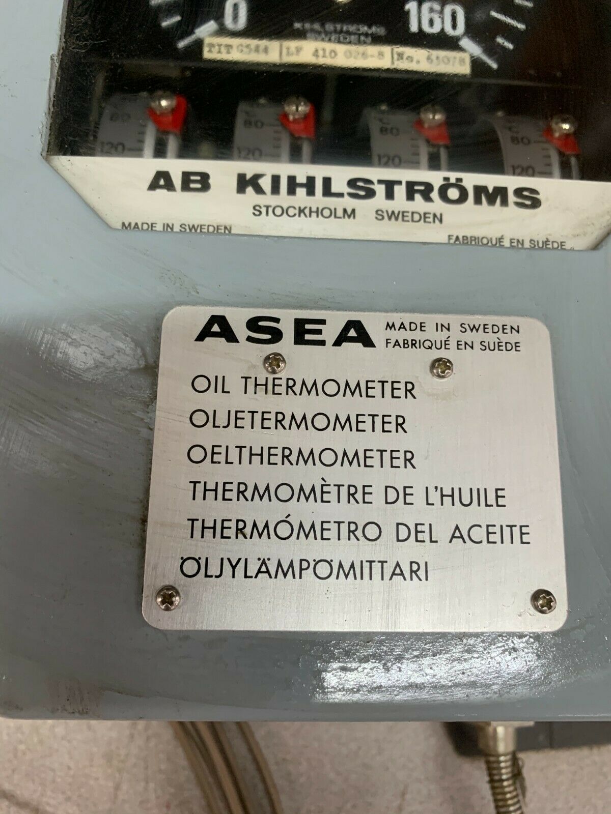 NEW NO BOX ASEA AB KIHLSTROMS OIL THERMOMETER TITG544 LF 410 026-B 63078