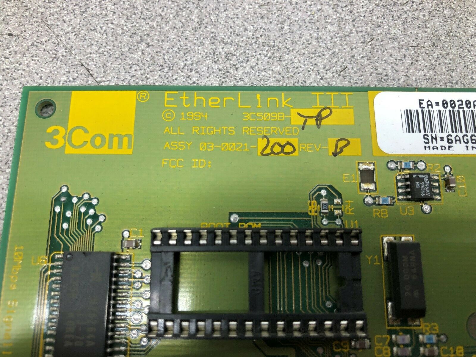 USED 3 COM ETHERLINK CIRCUIT BOARD 03-0021-200 REV B