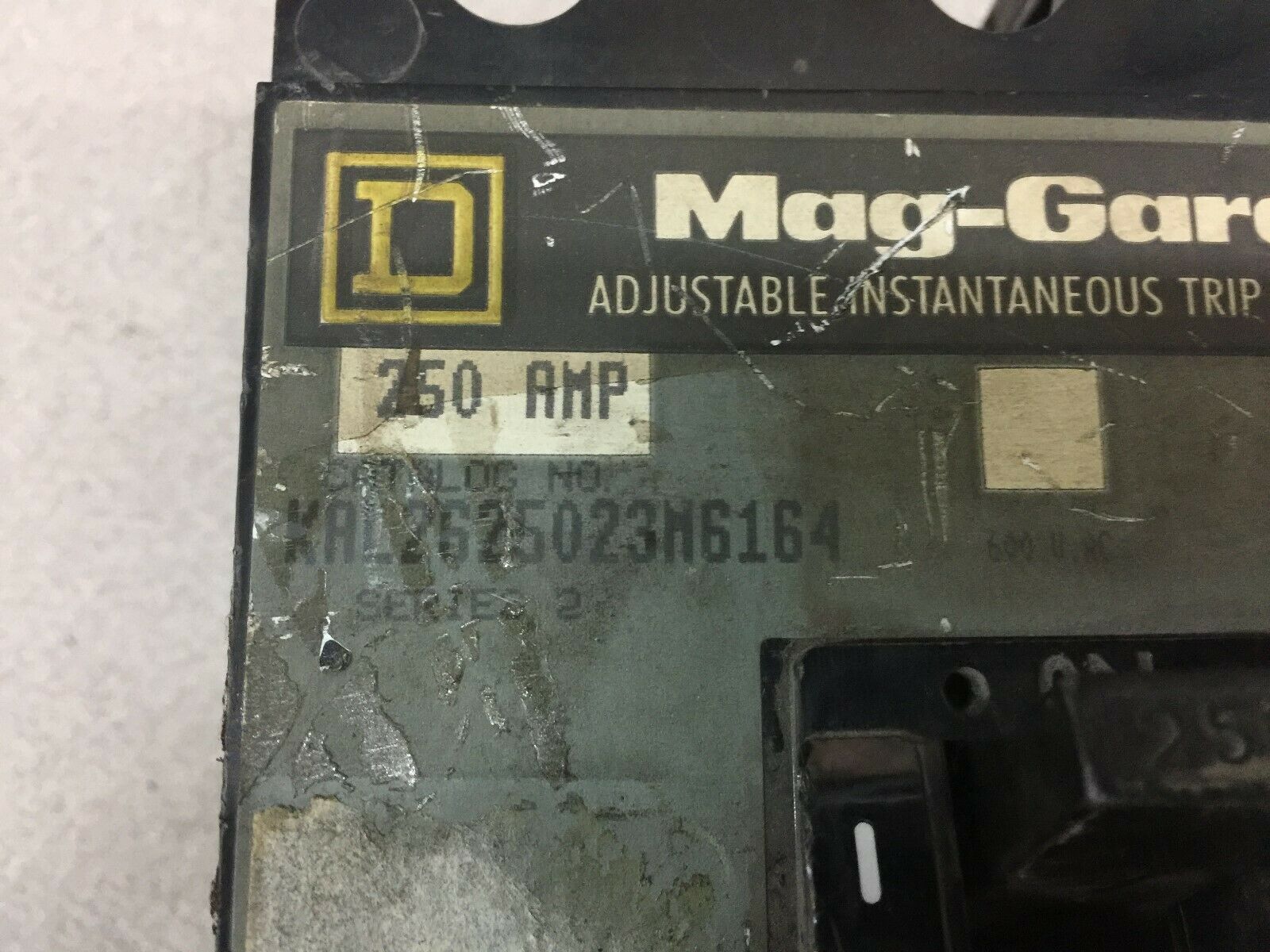 USED SQUARE D 250AMP 2POLE 600VAC MAG-GARD BREAKER KAL2625023M6164