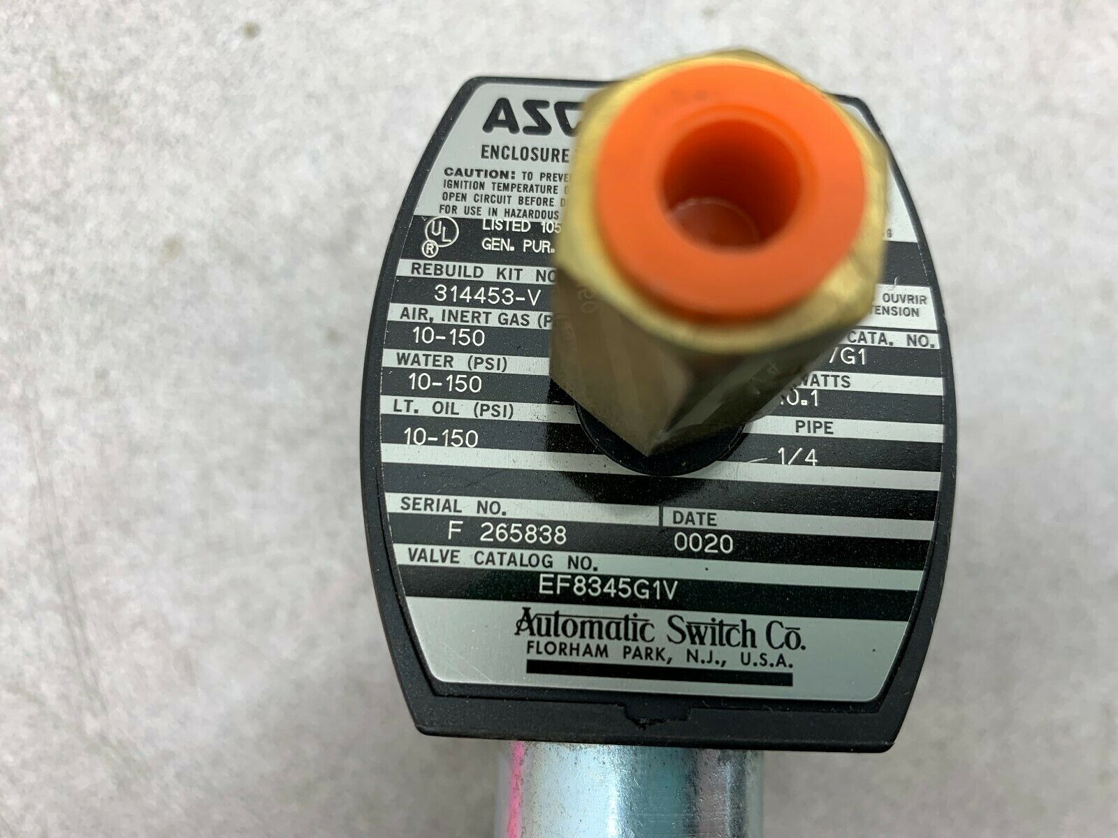 NEW NO BOX ASCO VALVE EF8345G1V