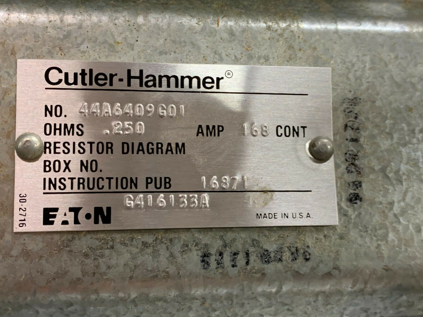 NEW IN BOX CUTLER-HAMMER 44A6409G01 RESISTOR G416133A