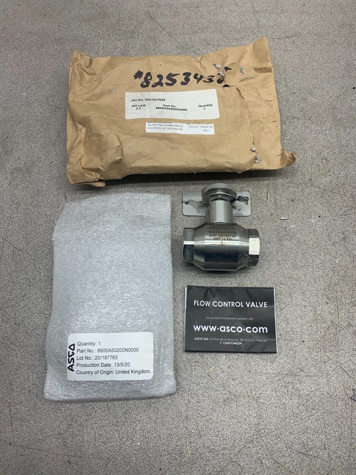 NEW ASCO 1/2 NPT METERING VALVE / HAND OPERATED 8800A50200N0000