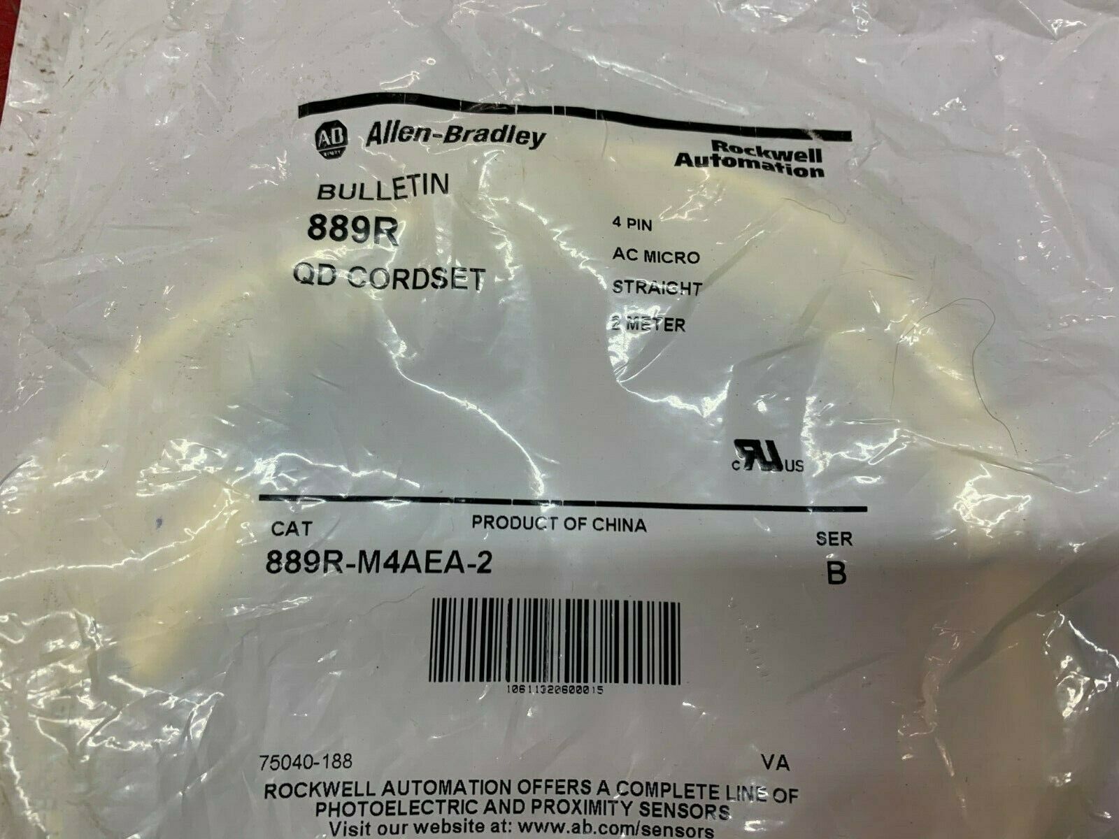 NEW IN BAG ALLEN BRADLEY QD CORDSET 889R-M4AEA-2 SERIES B