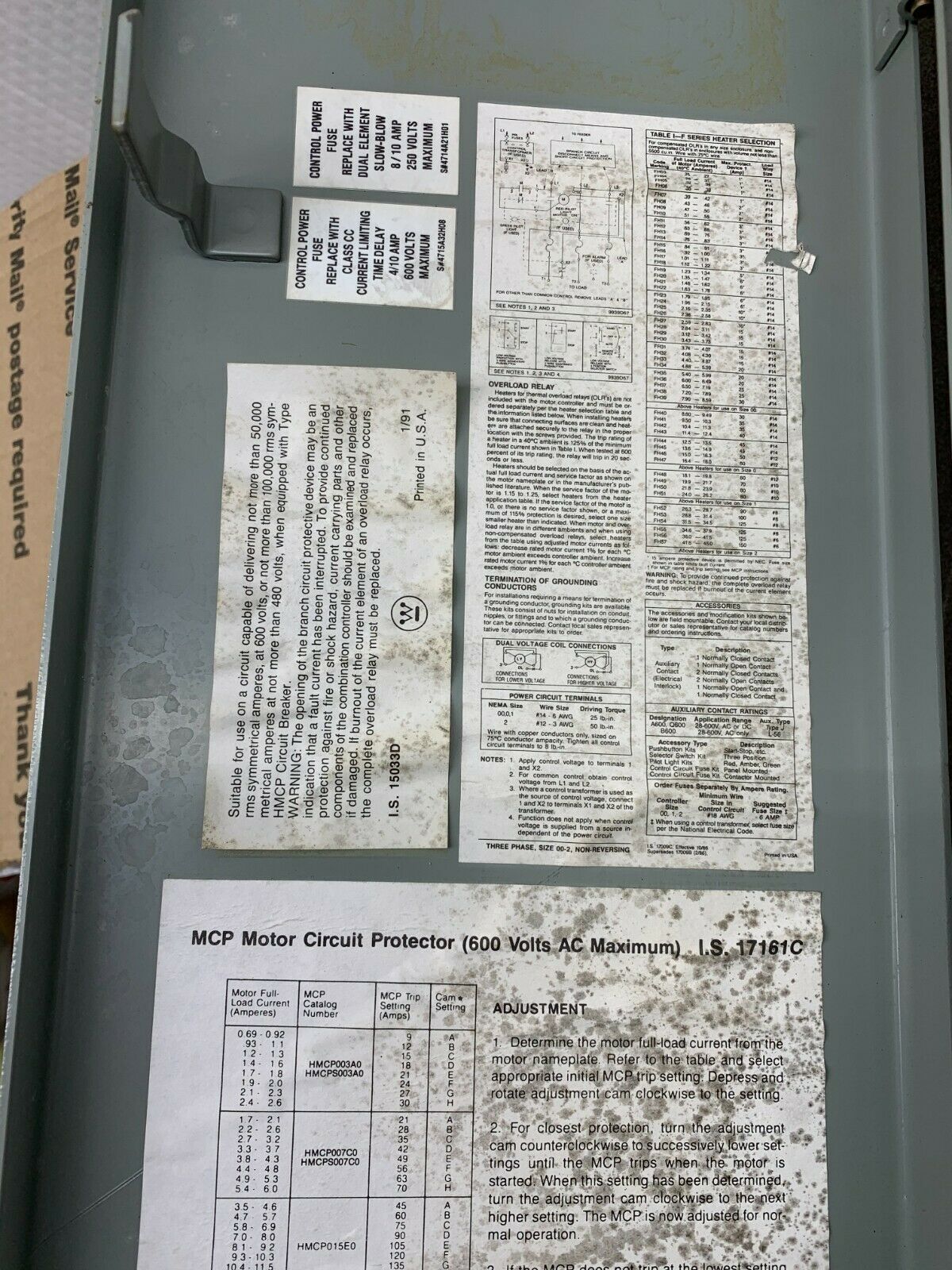 USED WESTINGHOUSE A200M1CAC 30AMP SIZE 1 COMBINATION STARTER BOX HMCP030H1C