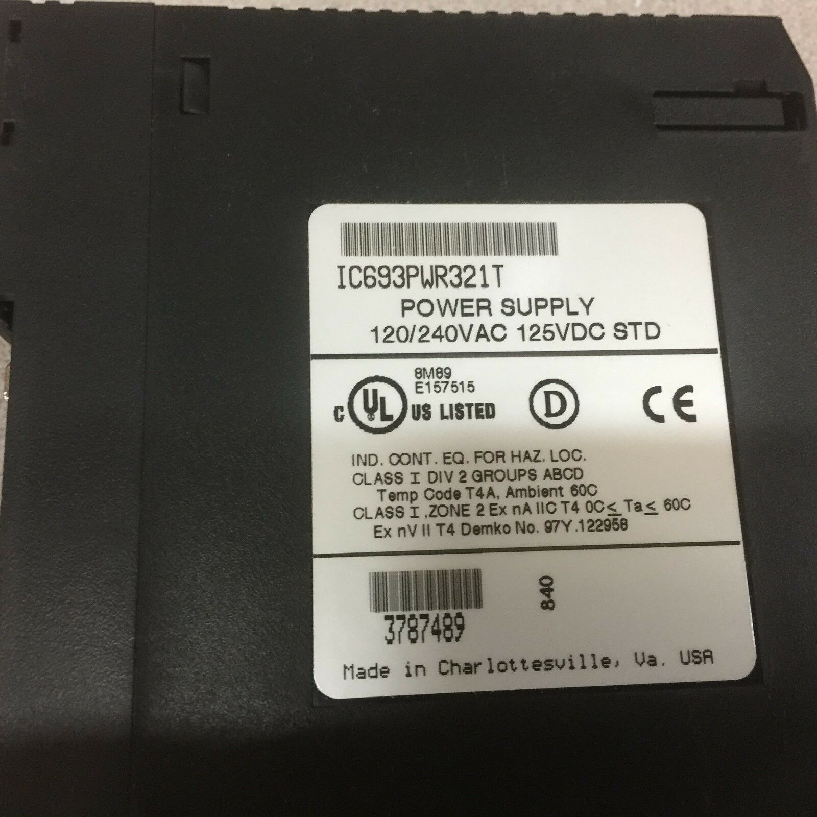 USED GE FANUC SERIES 90-60 120/240 POWER SUPPLY IC693PWR321T