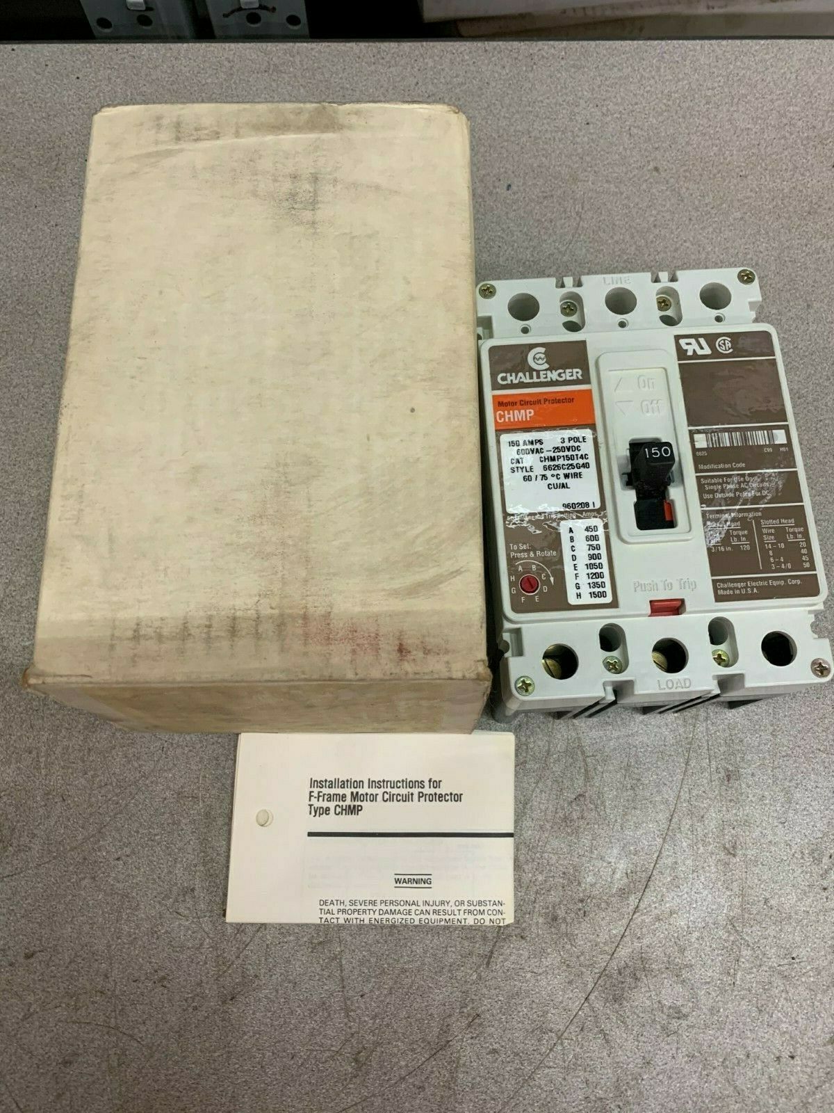 NEW CHALLENGER 3 POLE 150AMP CIRCUIT BREAKER CHMP150T4C