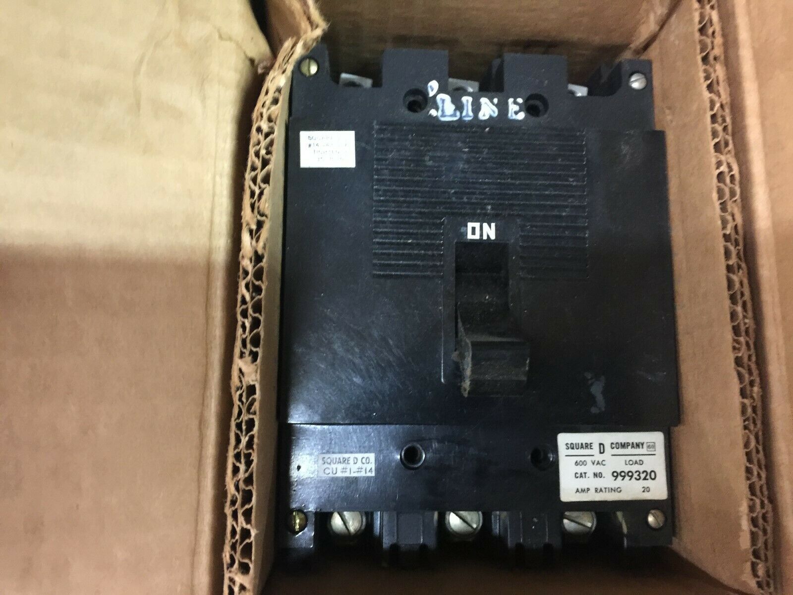 NEW IN BOX SQUARE D 20AMP 3POLE 600VAC BREAKER 99320