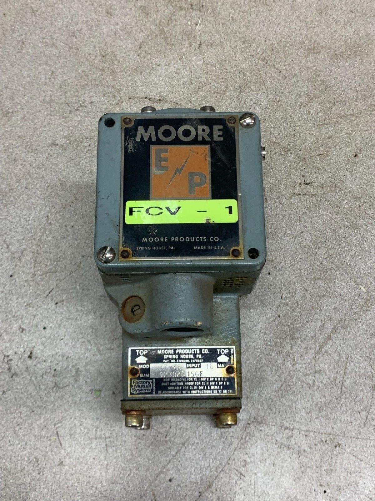 USED MOORE ELECTRIC PRESSURE TRANSDUCER 77-16