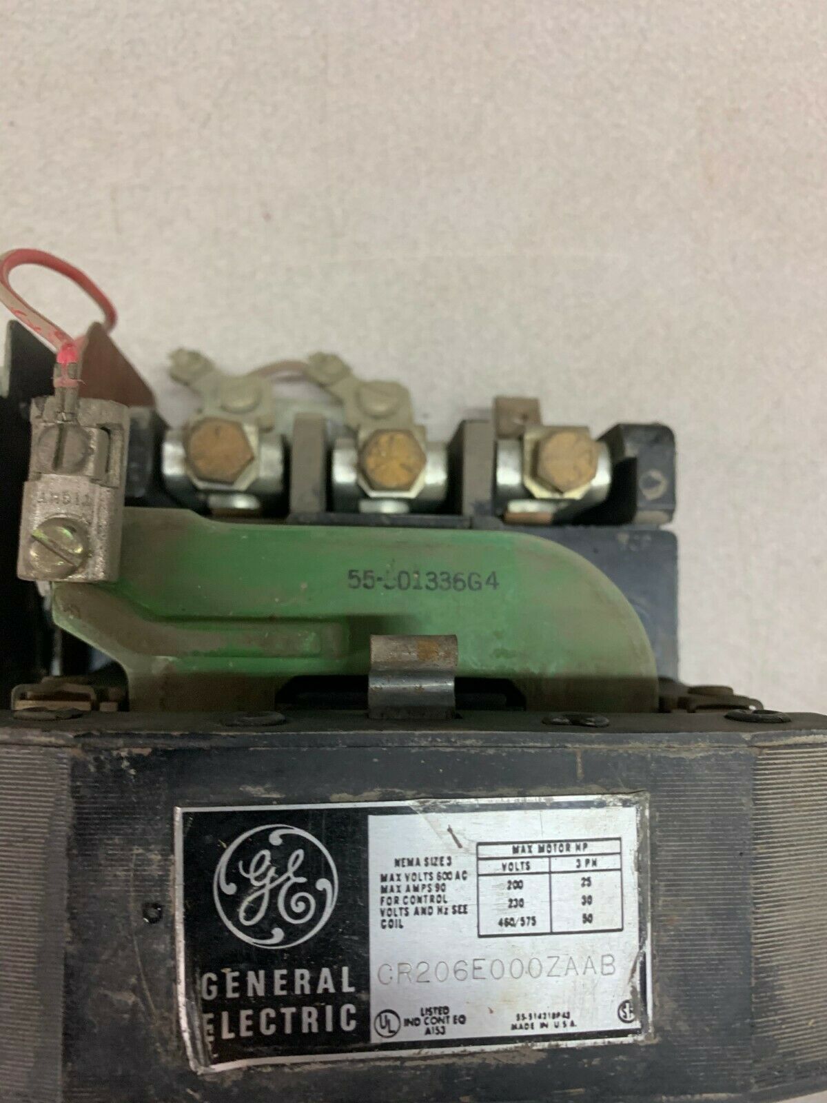 USED GENERAL ELECTRIC SIZE 3 STARTER WITH 380-460V. COIL STARTER CR206E000ZAAB